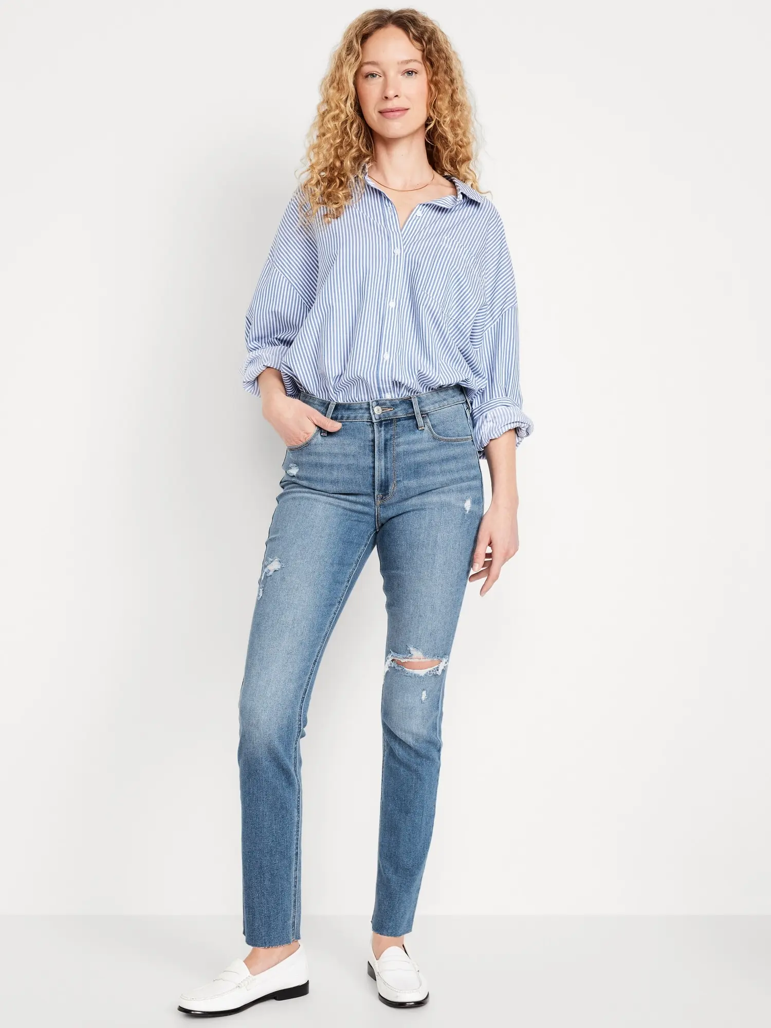 Old Navy Women's High-Waisted Wow Straight Ankle Jeans