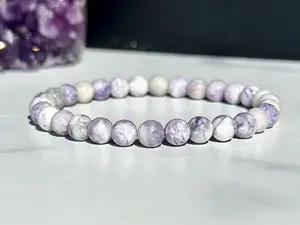 Tiffany Stone Elastic Bracelet - 6mm Polished Tiffany Stone Beaded Bracelet -  Real Tiffany Stone Crystal Beads