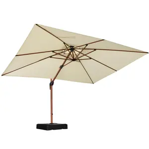 PURPLE LEAF 9 x 12 / 10 x 13 ft Rectangular Patio Umbrella Aluminum Cantilever Umbrella in Wood Color