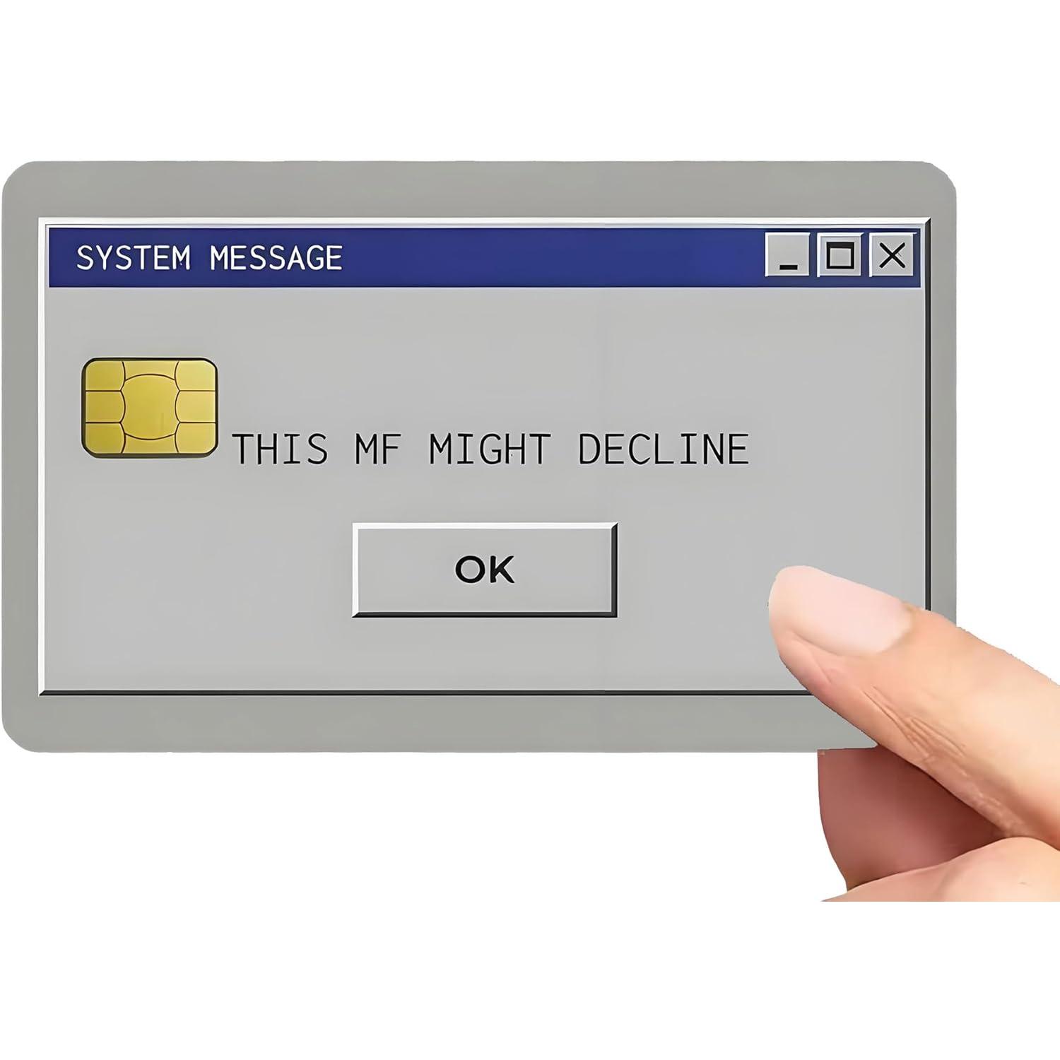 Funny Credit Card Skin Sticker, System Error Message Design, Waterproof Vinyl Card Cover, Protective Decal for Debit & Credit Cards, 2-Pack