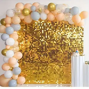 24Pcs Colorful Gold Flash Wind Panels, Bling Shimmer Background Boards, Party Backdrop Decor for Bachelorette, Christmas, Halloween & Birthday