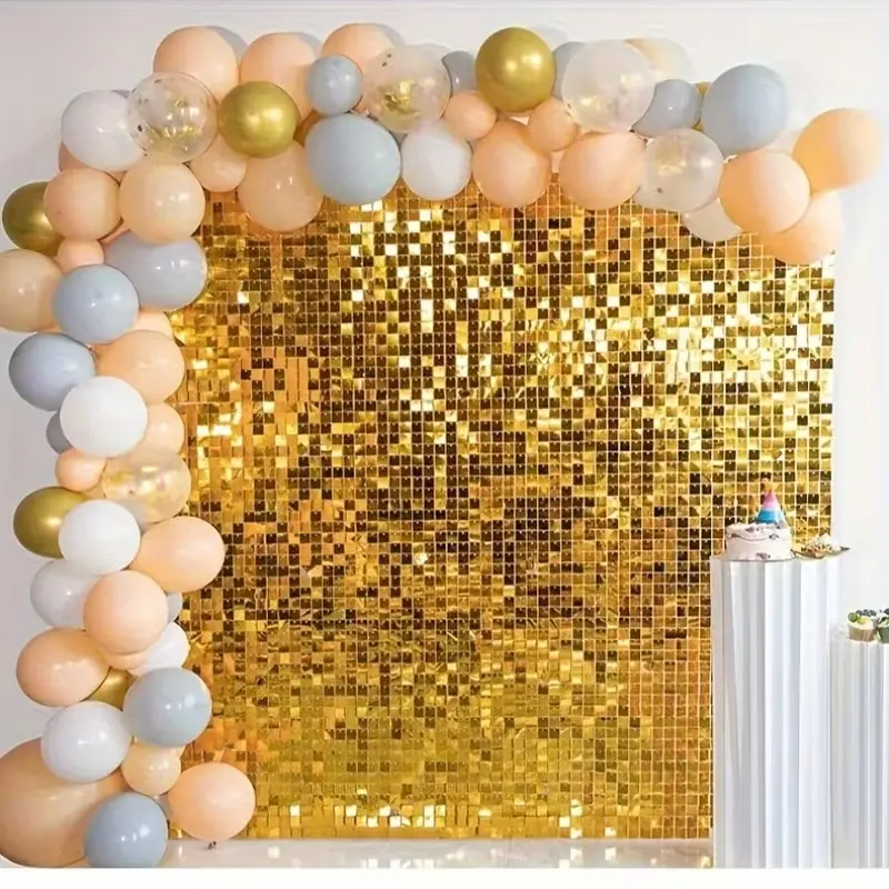 24Pcs Colorful Gold Flash Wind Panels, Bling Shimmer Background Boards, Party Backdrop Decor for Bachelorette, Christmas, Halloween & Birthday