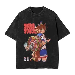 valentine shirts  Uma Musume Pretty Derby Amine Washed T-Shirt Men Y2K Fun Cotton T Shirts Beach Crew Neck Hip Hop Tees Loose Plus Size Tops Fashion