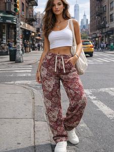 men's floral pattern pants, street fashion casual loose trousers for daily wear, men's bottoms for all seasons