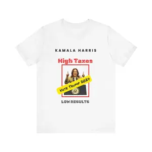 Kamala Harris T-Shirt: High Taxes, Low Results - Anti-Harris Political Statement, Democratic Party Dem Gift Vote Blue, Menswear, Top, Round Neck, Shortsleeve, classic style Tshirt, Trending, Streetwear, Unisex Shirt, Size S to XL, tiktok shop