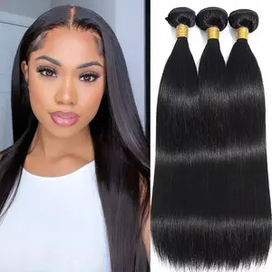 Ssawhair 12A Straight Bundles Human Hair 100% Unprocessed Brazilian Virgin Straight Human Hair Bundles Natural Color Hair Extensions