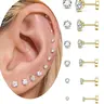 Earrings Set, Stainless Steel Cubic Zirconia Ear Bone Studs, 20G Ear Cartilage Piercing Earrings, Body Piercing Jewelry, Fashion Accessories for Women & Men, Earbone Studs, Chic Body Jewelry, Ear Piercings