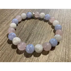 Love & Light Bracelet - Moonstone - Rose Quartz - Blue Lace Agate - Crystal Healing Gemstone Jewelry
