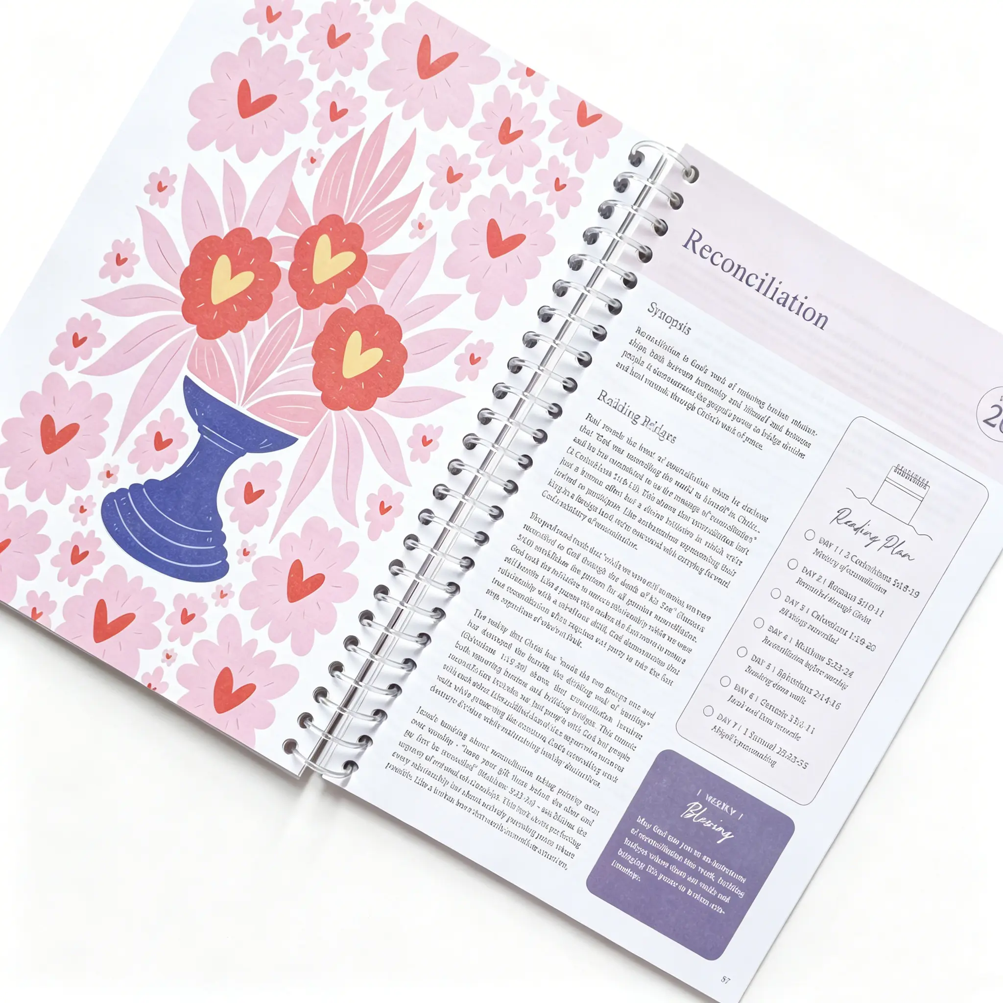 Floral Artwork Spiral Bound Bible Reading Plan Journal - 52-Week Scripture Journey Notebook, Christian Devotional Organizer for Daily Bible Study, Faith Reflection, Ideal for Women, Religious Gifts, Office Stationery, Floral Artwork Notebooks a5 vintage