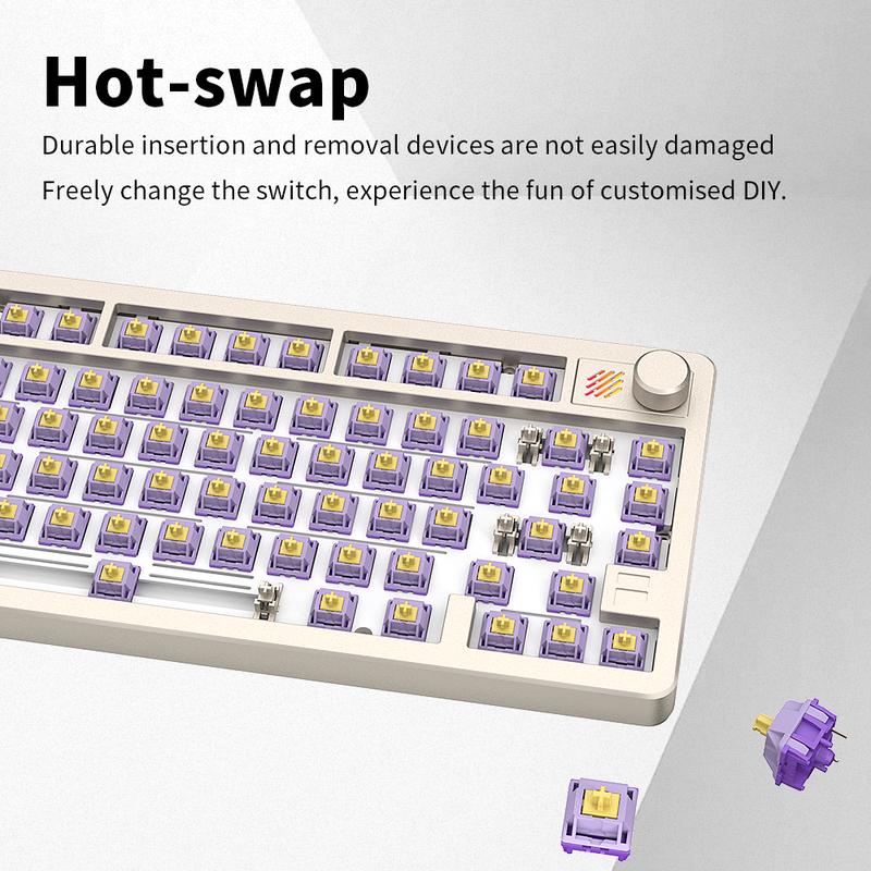 FURYCUBE F75 Wireless Gaming Keyboard Wired/Bluetooth/2.4G 3 Modes Mechanical Keyboard Custom Five-layer Gasket Muffler PBT Keycaps RGB 3/5-pin Hot Swappable Anodized 75% Aluminum Keyboard High-fidelity Music Rhythm Pure CNC   fathersdaygifts