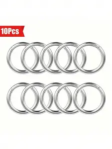 10-Pack Zinc Alloy Spring O-Ring Carabiners - Round Keychain Clips for DIY Accessories, Handbags, and Dog Collars, Handbag Keychains