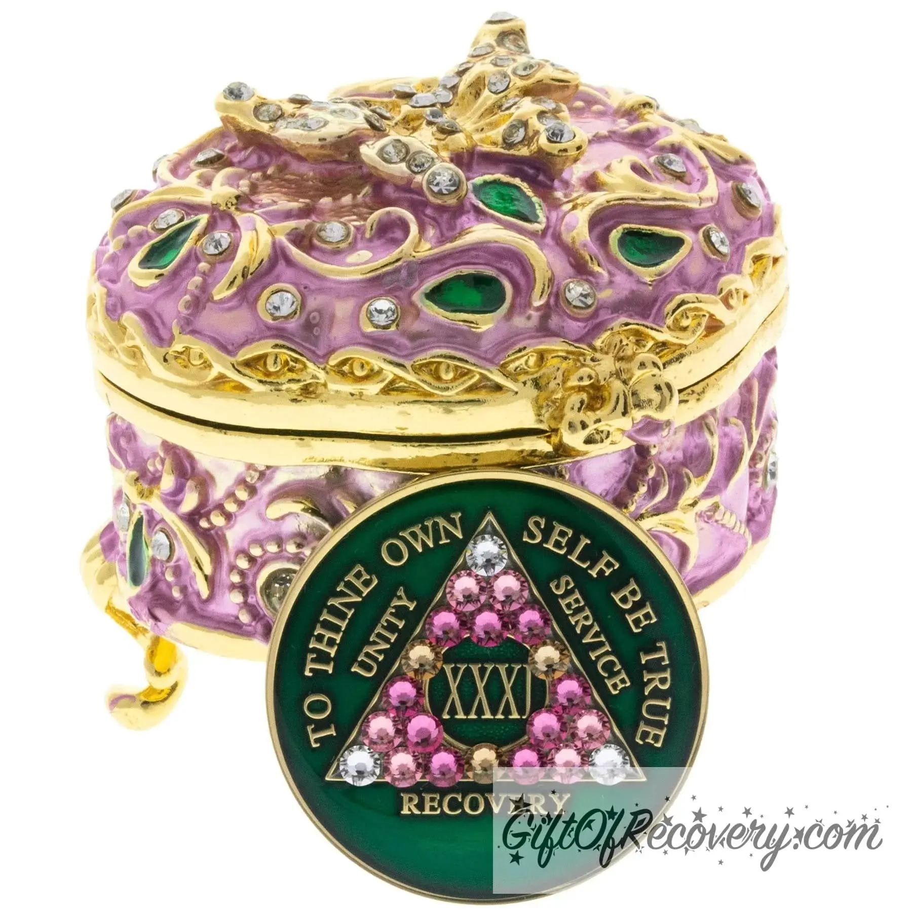 Butterfly Foot Stool Collector Bling Box/Sobriety Chip Holder (with Chip)