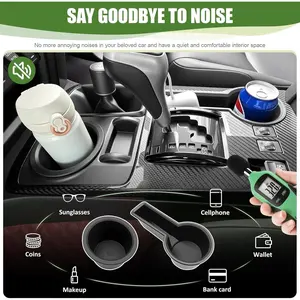 Upgrade Cup Holder Inserts for 2014-2024 Toyota 4Runner Center Console Coaster Liner Durable TPE Material Waterproof Non-Slip Black Interior Accessories2026