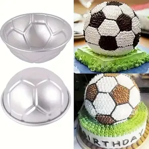 Set of Three Football Shaped Cake Molds, Aluminum & Non-Stick, Ideal for 3D Sports Themed Cakes & Desserts, Sizes 2.76", 3.15", 3.54"
