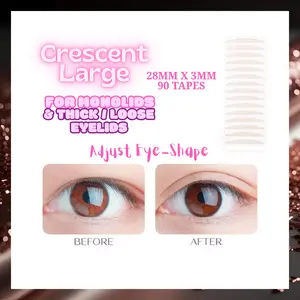 Eyelid Bestie The Natural Crease PRO+ Crescent Large - Truly Invisible Matte Eyelid Adjustment Tapes - 8 Shapes for Monolids & Hooded Eyes - Makeup Friendly Waterproof Tape, Invisible Eye Lift, Hooded Eye Tape, Double Eyelid Tape, Magical Invisible
