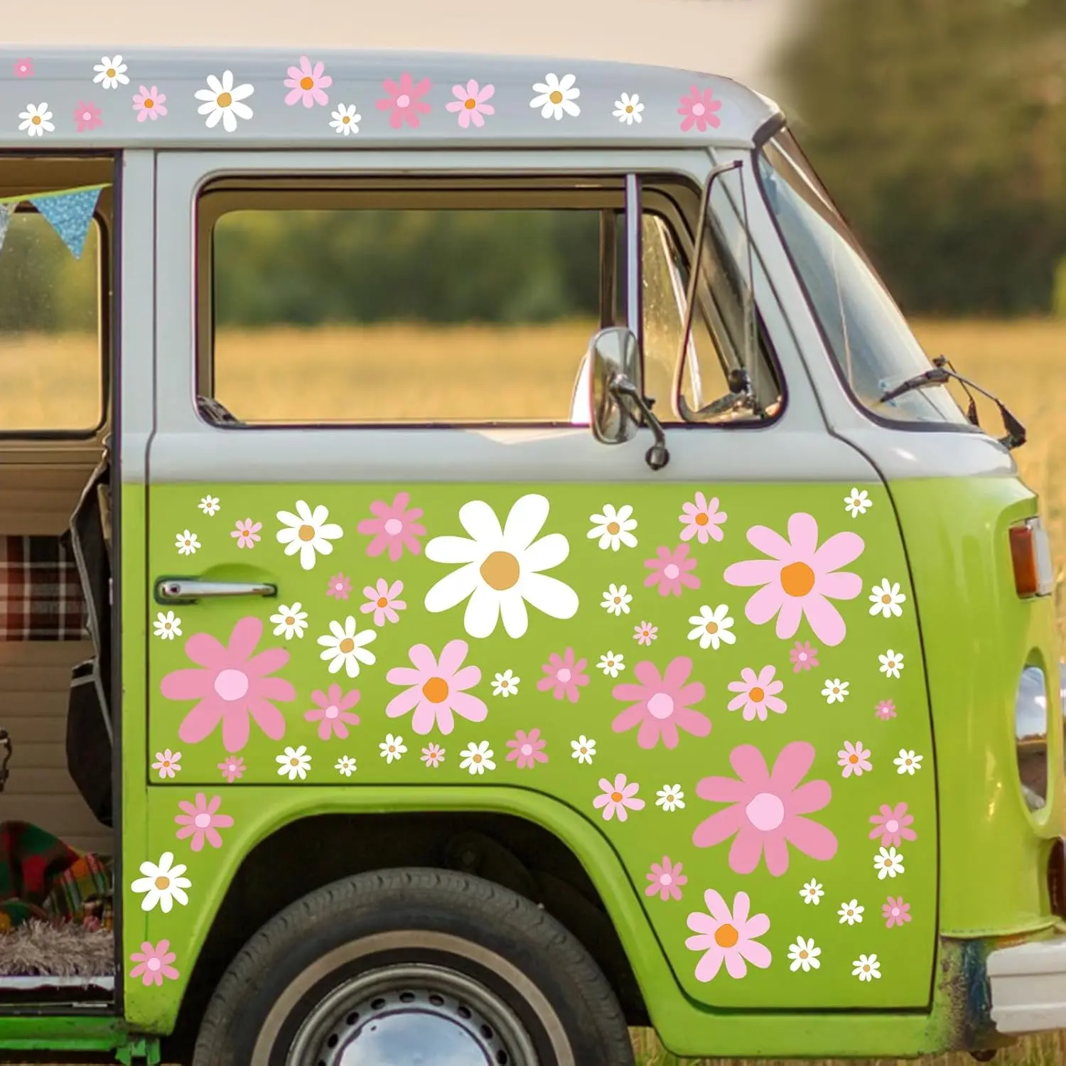 12 Sheets Daisy Stickers 147 count Daisy Flower  Decals Vinyl Groovy Flower Window Clings for  Bumper Wall Laptop Mirror  Hippie Decoration(Cute Style)