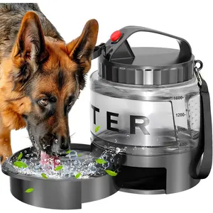 Dog Water Bottle Travel Bowl - 56oz Large Portable Dog Water Bowls Dispenser for Camping Essentials Hiking Traveling Beach Car Accessories, Leak Proof Pet Drinking Bottle Jug Bowls Dispenser