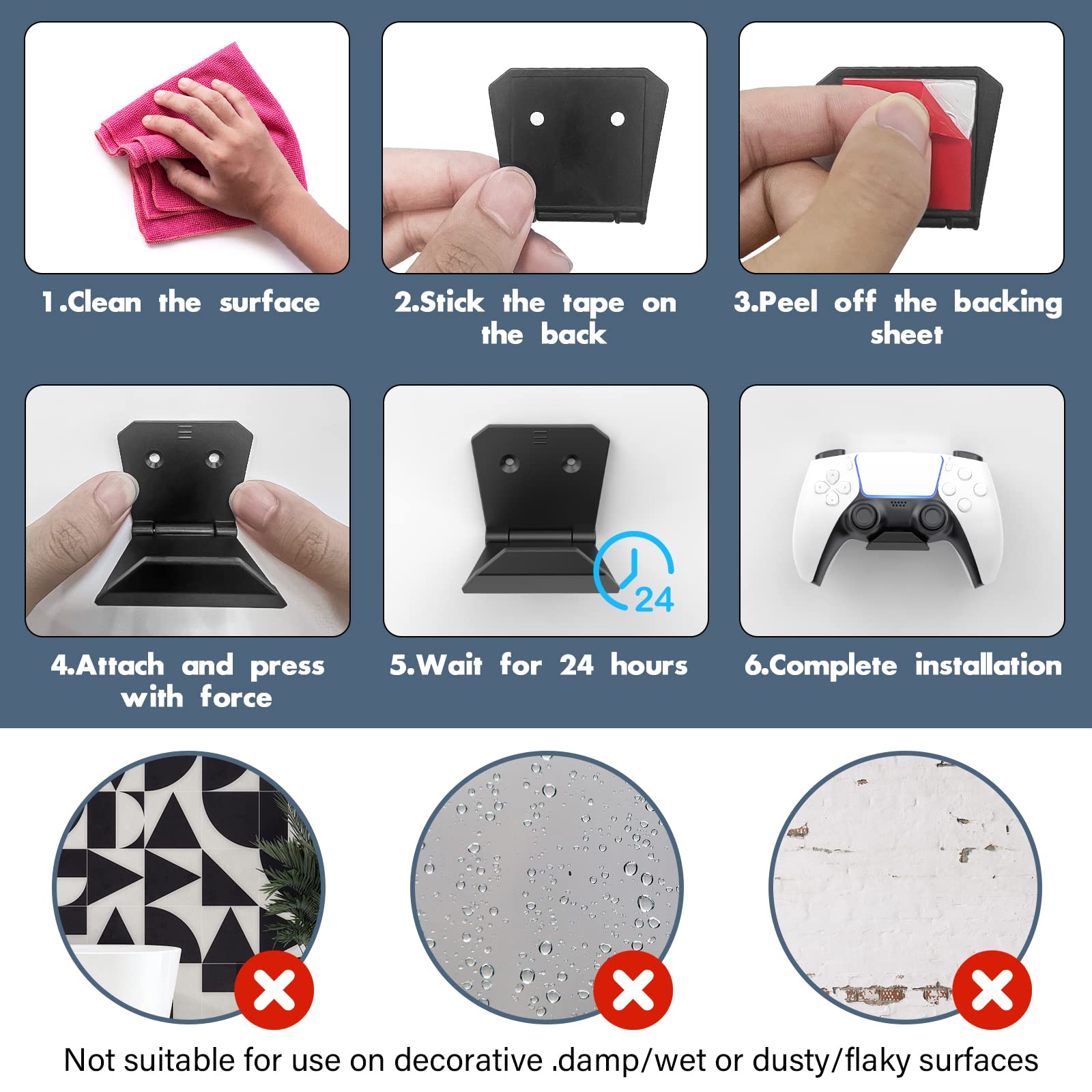 Controller Wall Mount for PS5/PS4/Xbox/Switch Controller, Adhesive PS5 Headset Holder Controller Stand for PS5 Console, 6 Pack Headphone Hanger Wall Mount Hook,PS5 Accessories Controller Headset Stand Controller Wall Mount for PS5/PS4/Xbox/Switch Controller, Adhesive PS5 Headset Holder Controller Stand for PS5 Console, 6 Pack Headphone Hanger Wall Mount Hook,PS5 Accessories Controller Headset Stand