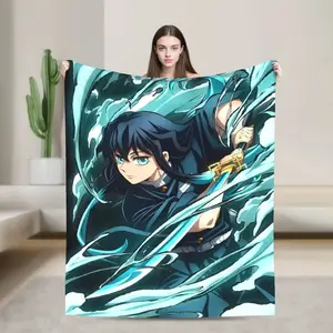 Muichiro Tokito Anime Flannel Blanket  Warm Soft Throw Blanket for Home Decor Travel Office Comfortable Bedspread Sofa Bed Cover