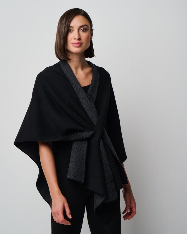 Ellen Merino/Cashmere Reversible Wrap with Loop