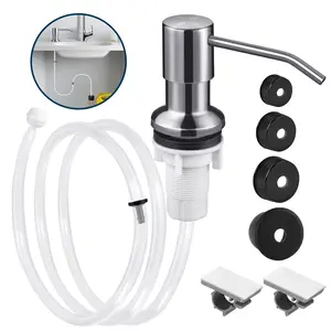 Kitchen Hack - Sink Soap Dispenser Tube Kit, with 47" Tube Hose and Check Valve for Prevent Backflow for Countertop Dispensador De Jabon de Cocina Kitchen Sink Accessories Home Goods Water White Silicone Bottle Container Installation Pump Outdoorfun