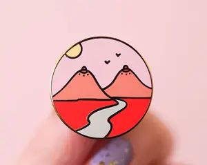 Little Woman Goods - Boob Mountains Enamel Pin- Cute Landscape Boob Art