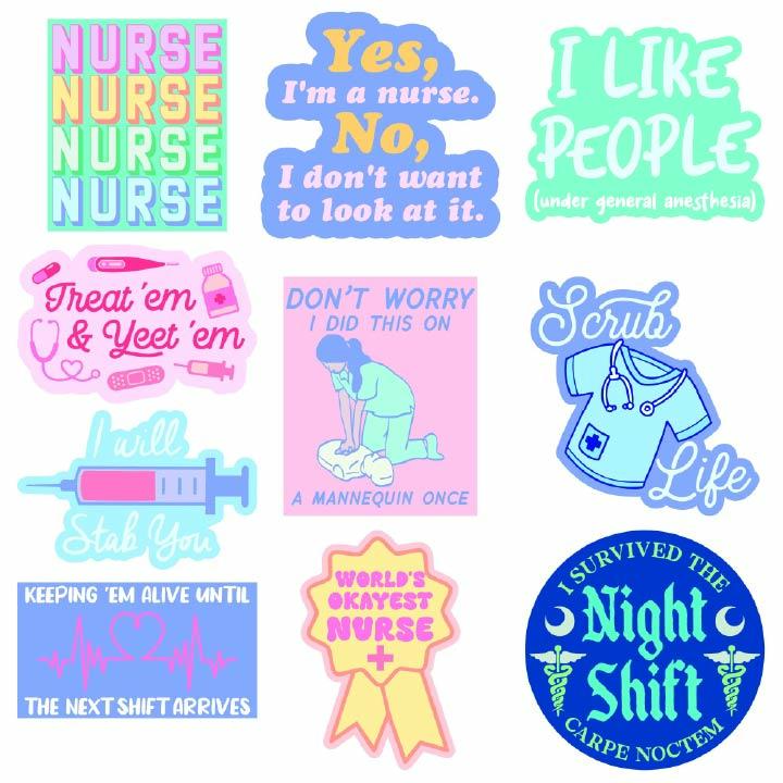 Nurse Sticker Extra Large Stickers for Adults Funny RN Adhesives with Memes Funny Stickers with Colorful Graphic Decals Funny Motivational Multi Nurse Sticker Extra Large Stickers for Adults Funny RN Adhesives with Memes Funny Stickers with Colorful Graphic Decals Funny Motivational Multi