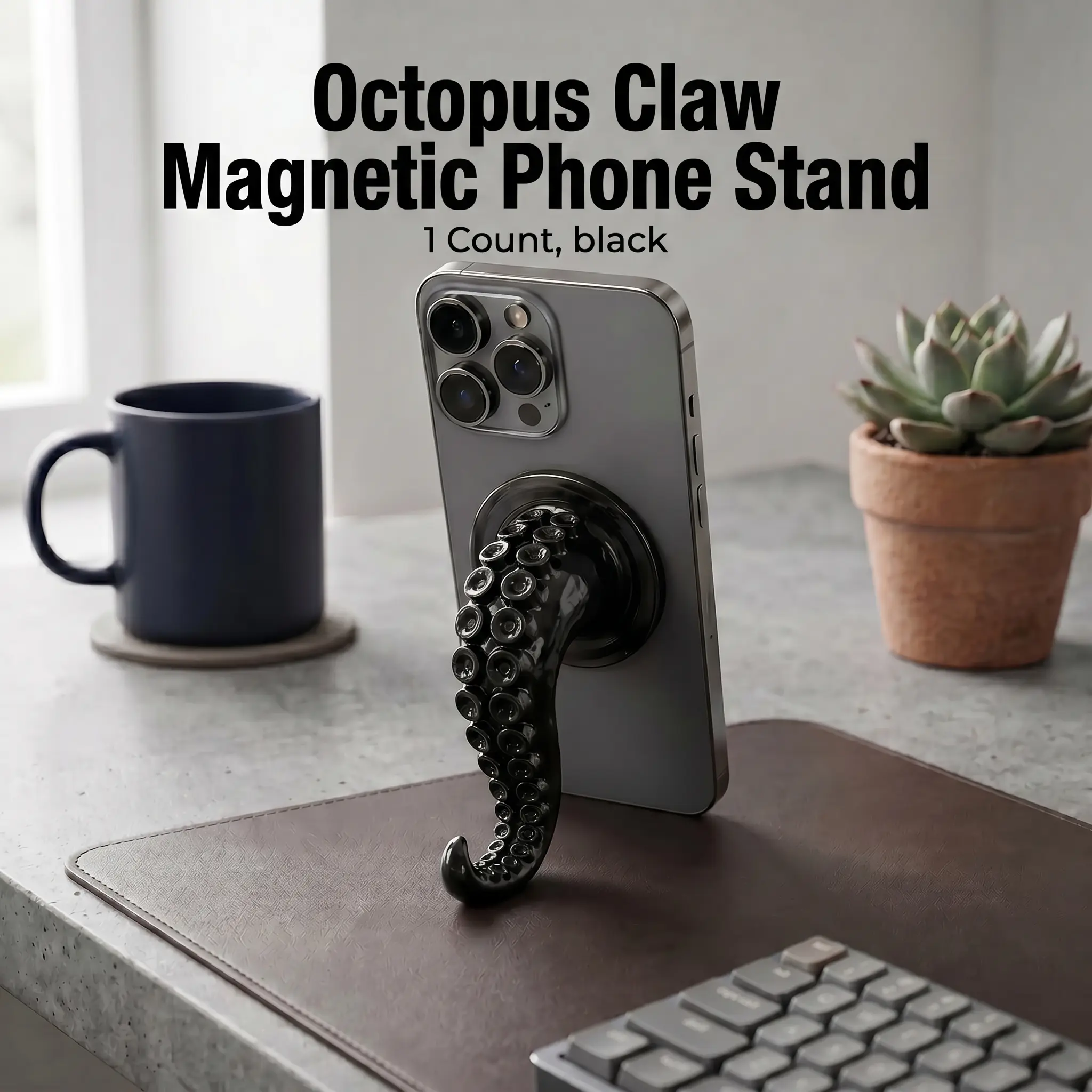 1 Count Cool Octopus Tentacle Phone Stand, Flexible Silicone Phone Grip, Desk Stand for Video Watching