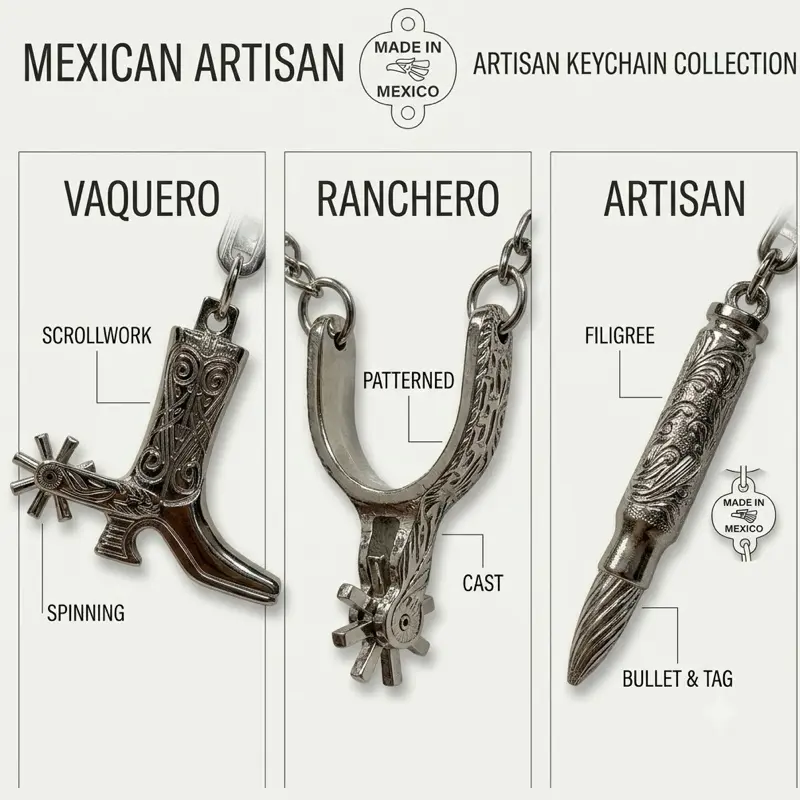 Stylish Compact Practical Silver-Tone Classic Heritage Metal Keychain with Split Ring, Made in Mexico, Ideal for Gifting Aesthetic Keychain Keyrings For Keys
