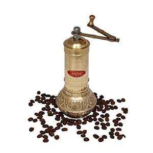 7.6" Handmade Manual Brass Coffee Mill Grinder Sozen, Portable Stainless Steel Conical Burr Coffee Mill, Portable Hand Crank Turkish Coffee Grinder, Sozen Coffee Grinder