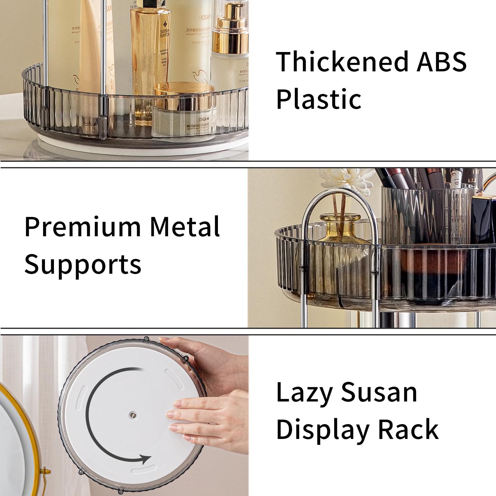 Rotating Makeup Organizer 360° Spins Easily & Sturdy 3-Tier Storage for Cosmetics and Skincare with High-Transparency PET Shelves and Powder-Coated Steel Frame
