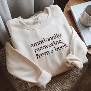Embroidered Bookish Sweatshirt, Emotionally Recovering From a Book, Funny Sweater Book Lover Gift, Reading Crewneck, Book Merch, Book Lovers