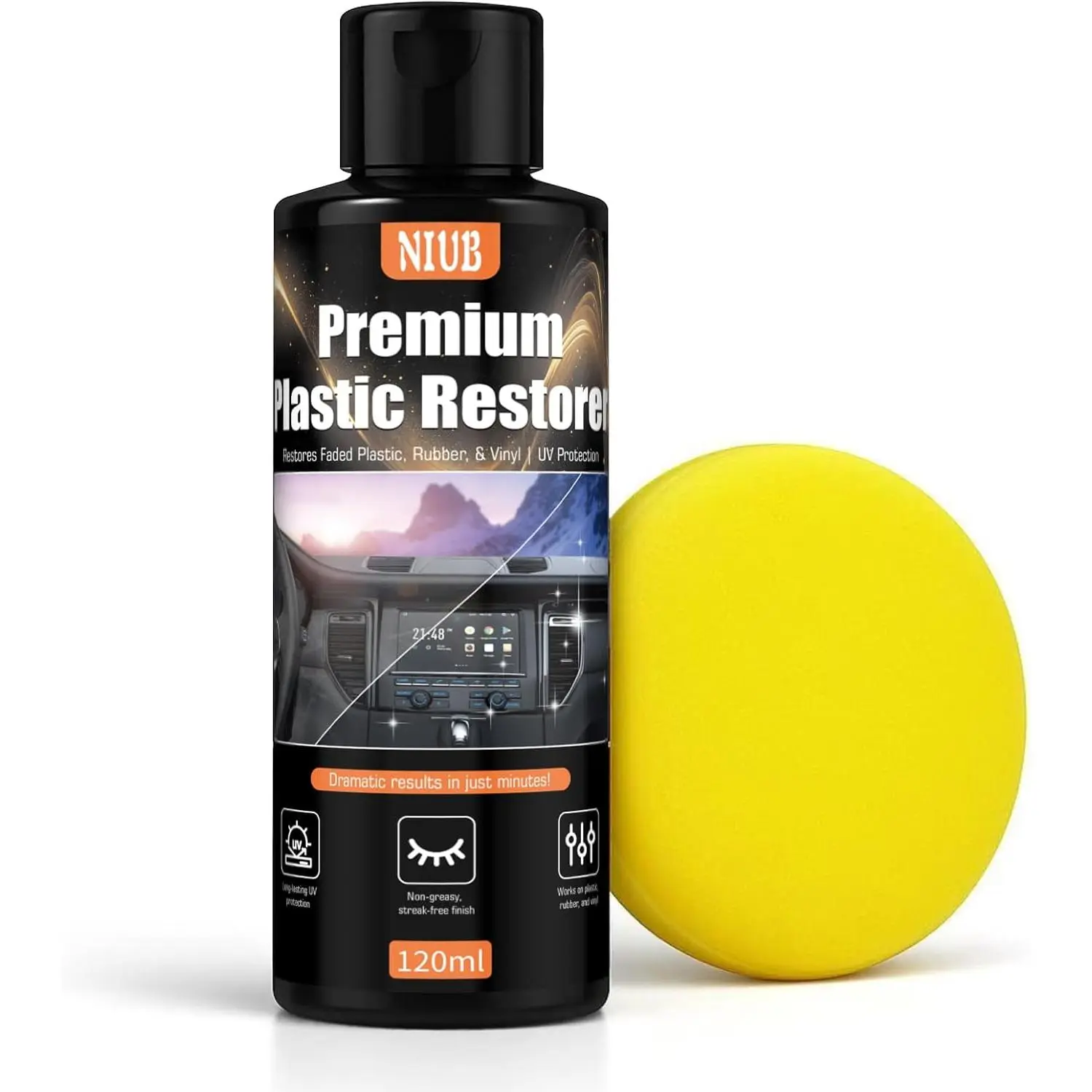 120ML Plastic Restorer for Cars, Car Plastic Restorer, Black Trim Restorer, Plastic Restorer for Car Exterior & Interior – Restores Faded Plastic
