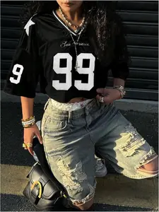 Y2K San Francisco Cropped Football Jersey, Oversized Streetwear, Trendy Athletic Top for Men & Women, Perfect for Casual Wear