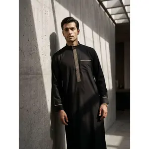 Men's Black Executive Thobe – Gold Embroidery