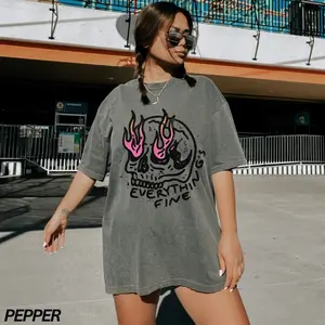 Everything is Fine Shirt, Retro Grunge Shirt, Sarcastic Shirt, Funny Skeleton Shirt, Festival Shirt, Comfort Colors Cotton Top