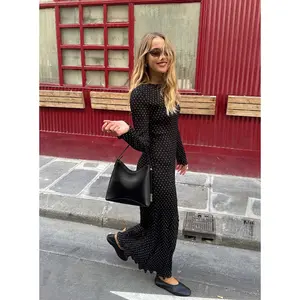 Haven Long Sleeve Maxi Dress Noir Polka