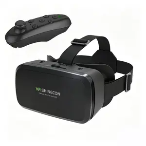 Shinecon Virtual Reality Headset 3D VR Glasses Helmet Device Goggle Lenses Smart For Smartphone Mobile Cell Phone Viar Realidade Controller game video Viewer Hedset augmented gamer Gogle joystick Accessories machine movie film wearable Set