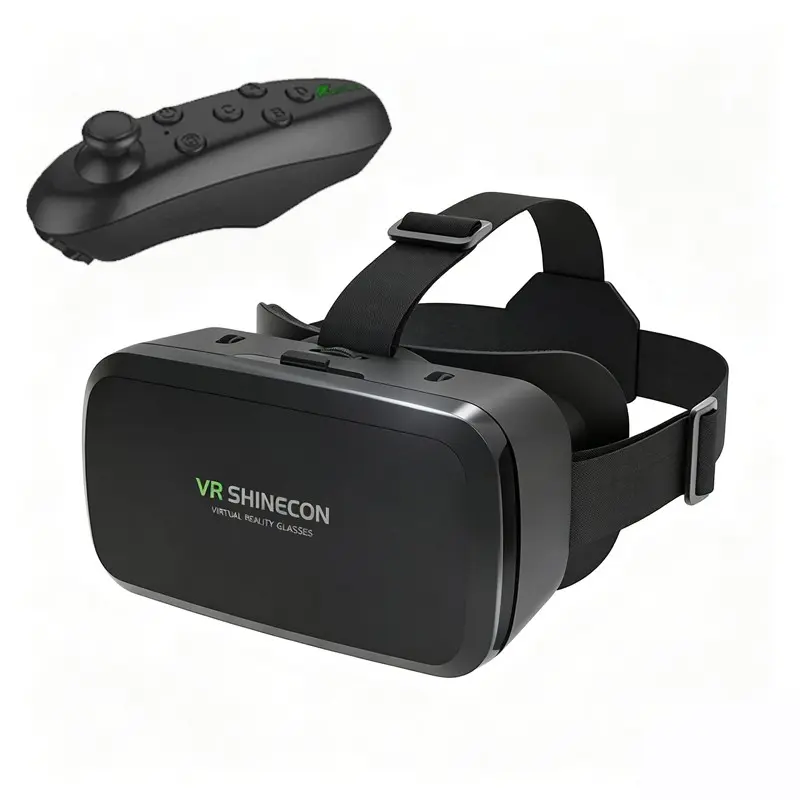 Shinecon Virtual Reality Headset 3D VR Glasses, Vr Goggles, Goggle Lenses For Smartphone Remote Control Game Video Movie Joystick Set