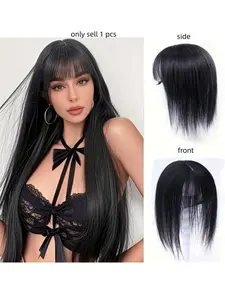 Bangs Clip-In Hairpiece, Natural Hairline, Adds Volume, Suitable for Thin Hair, Straight Hair Extension, Covers Bald Spots, Instantly Thick Hair, Synthetic Soft Wigs