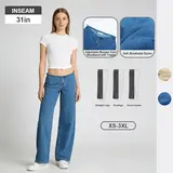Pwest NYC Low-Rise Wide-Leg Jeans — Adjustable Drawstring Waistband/Hem, Relaxed Straight Cut, Decade Jeans, Super Low Rise, Soft Daily Wear-Spring Summer Bottom Trouser,back to school,back to school haul