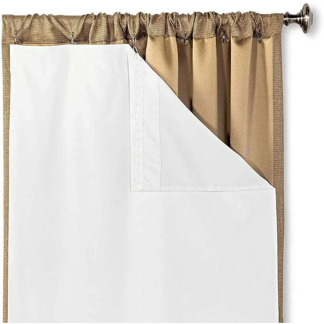 White Thermal Insulated 100% Blackout Curtain Liner for 84 inch Window Panels - Complete Darkness & Window Privacy, Energy Efficient, Noise Reducing - Hooks Included (2 Panels, 50 W x 80 inch)
