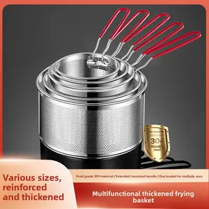 304 Stainless Steel Fry Basket Strainer Skimmer Noodle Scoop Filter Mesh Basket for Frying and Filtering Oil Kitchen Tools Pantry Portable Veggie Chopper Fruit Garlic Grinder Cordless Food Processor Electric Meat and Sausage