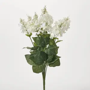 White Seeding Lilac Bush Faux Floral Stem Bouquet - 21"