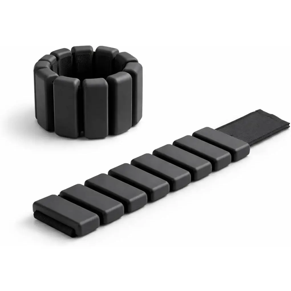 Adjustable Wrist & Ankle Weights for Women – Wearable Fitness Bracelets for Pilates, Yoga, Walking & Home Workout – Soft Silicone Weighted (Black)
