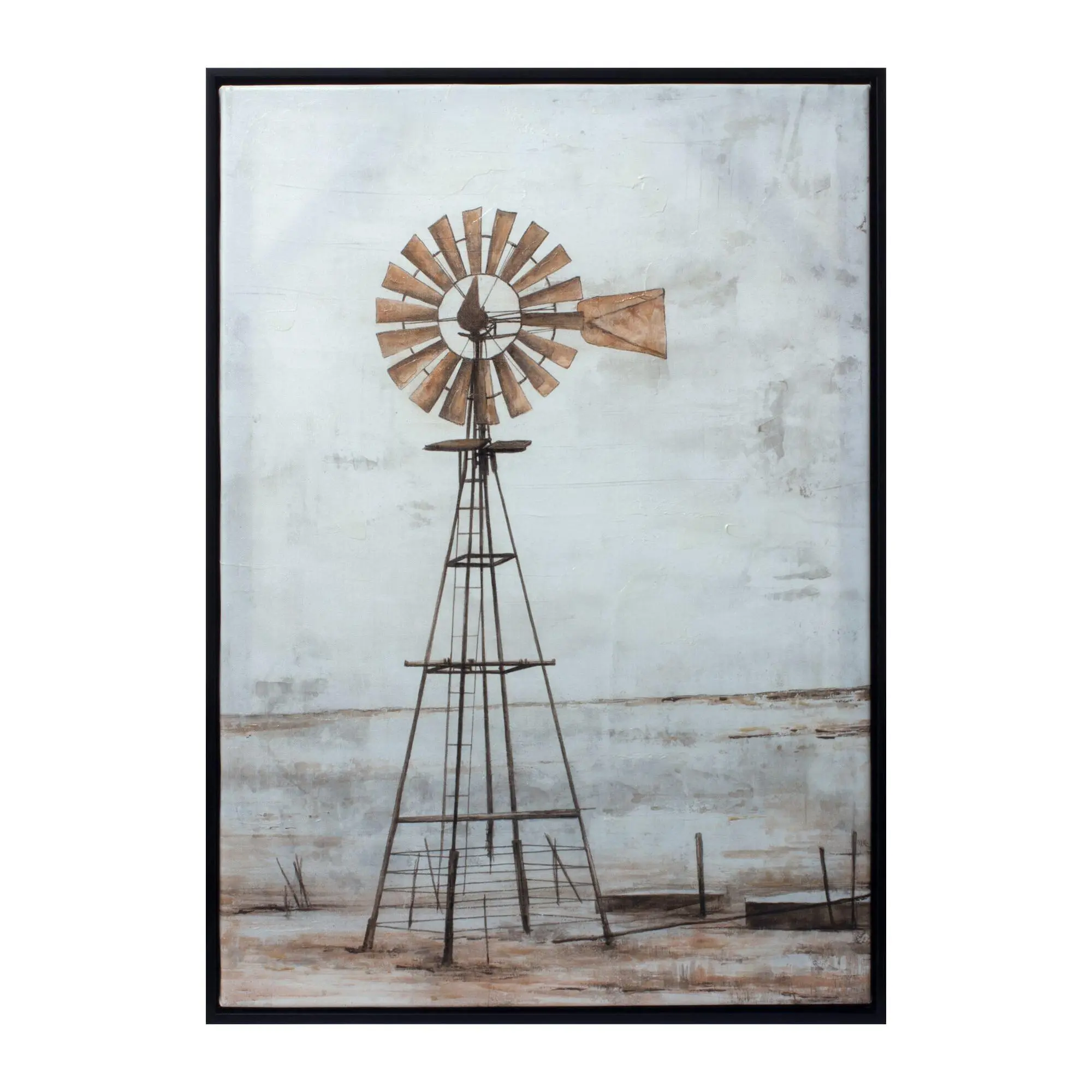 Melrose International Framed Windmill Print Can vas