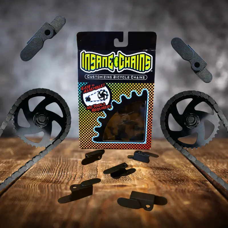 Insane Chains Black Chain Caps Classic Tool-Free Installation Grease-Free Universal Fit for Single-Speed Bikes BMX & Cruiser, Classic Black, Bmx Bikes, Solid-Color, Unisex, Accessories, Fixed-Gear, Bike Customization