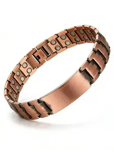 1pc Copper Cross Magnetic Men's Bracelet - Adjustable Slider Bracelets, Adjustable Sizing Tool, Jewelry Gift for Him, Stylish Accessory with Health Benefits, Comfortable Wear, and Durable Construction