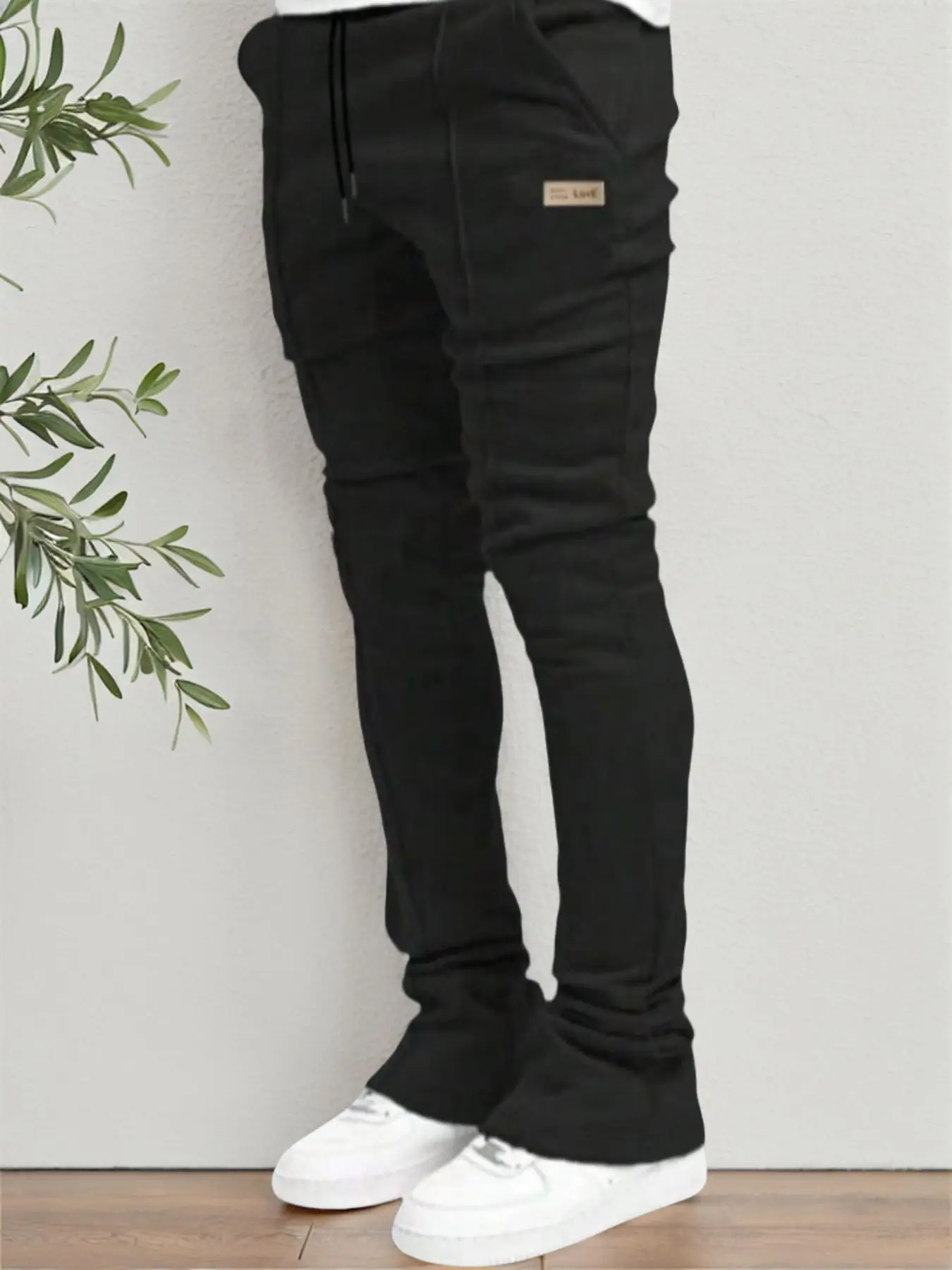 Men's Letter Patched Drawstring Sweatpants, Slim Fit Stylish Casual Pocket Design Trousers Outfit for Daily, Fashion Bottoms, Men's Street Trousers f