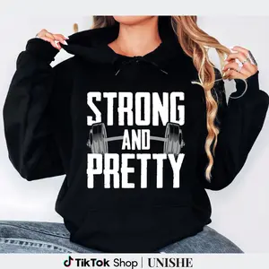 Strong and Stylish Powerlifting Apparel for Women – Casual Long Sleeve Hoodies with Graphic Design